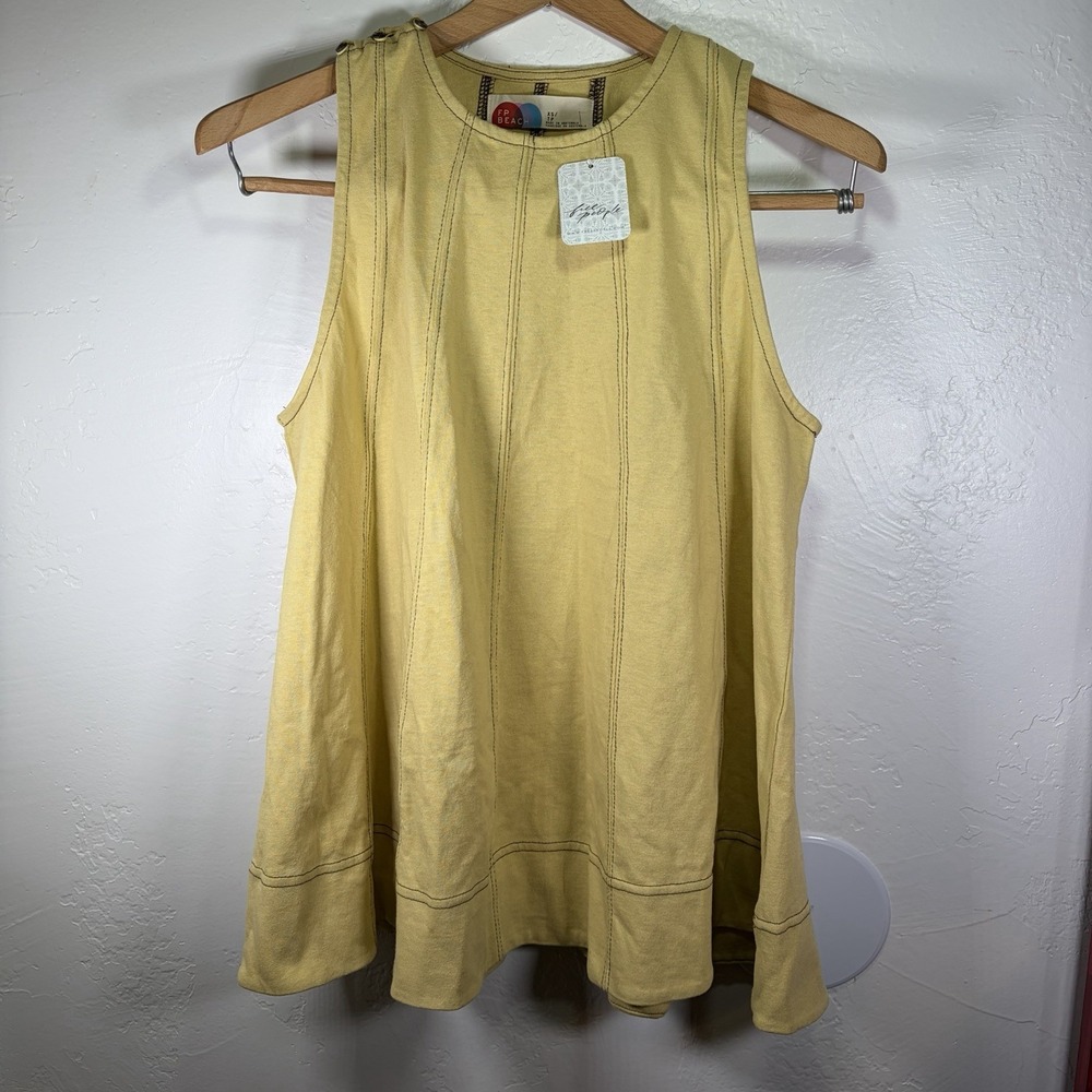 NWT Free People Beach Strada Top Yellow Sleeveless Size XS Vacation Resort‎ Wear